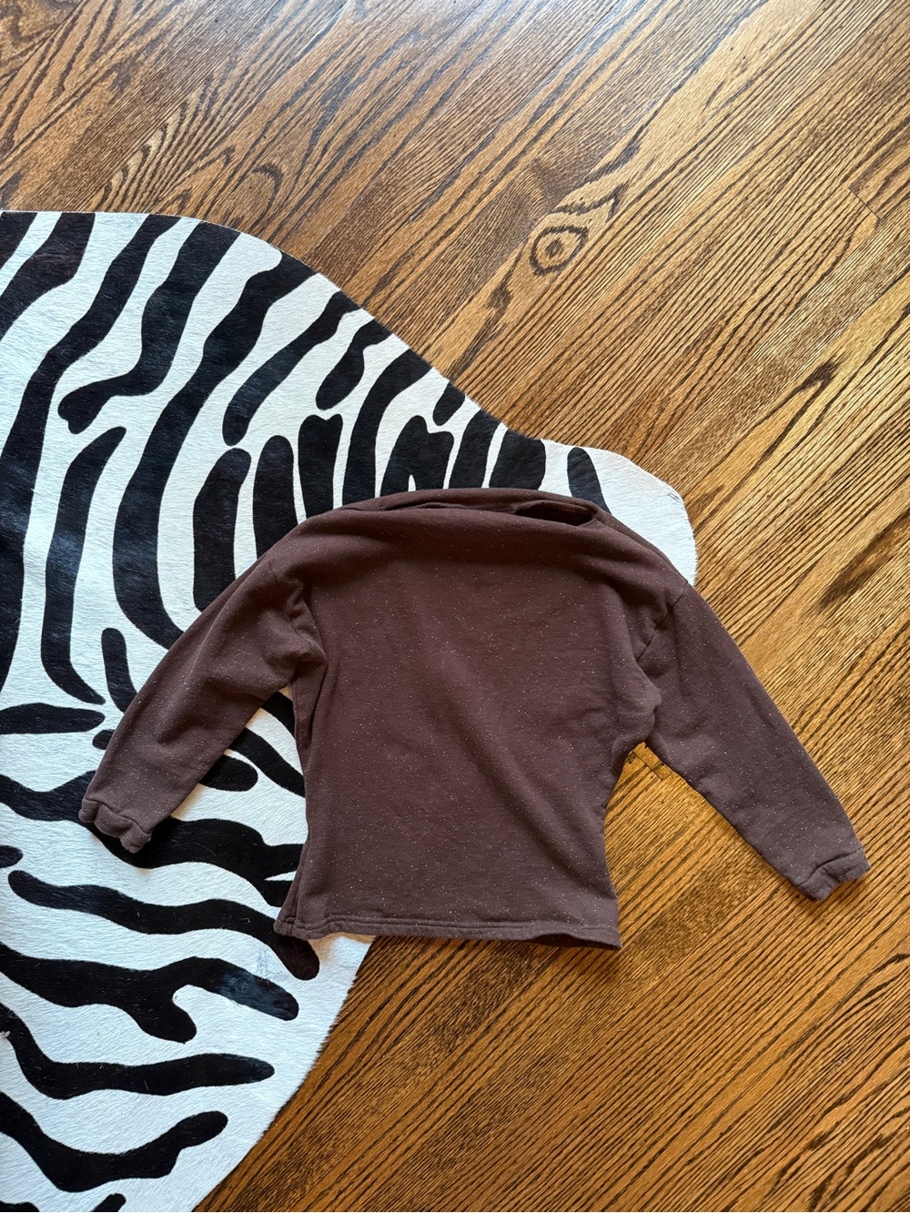 Boat Neck Top - Brown with Light Blue Specs